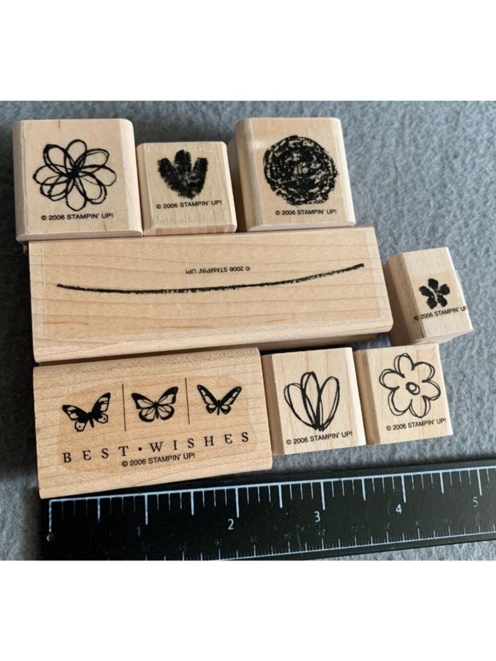 Stampin Up 2006 Wood Rubber Stamps Set Springtime Stems 8pc - Picture 2 of 5
